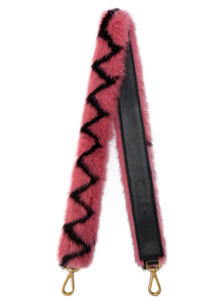 Prada Pink Zig Zag Fur Bag Strap - Pink & Purple