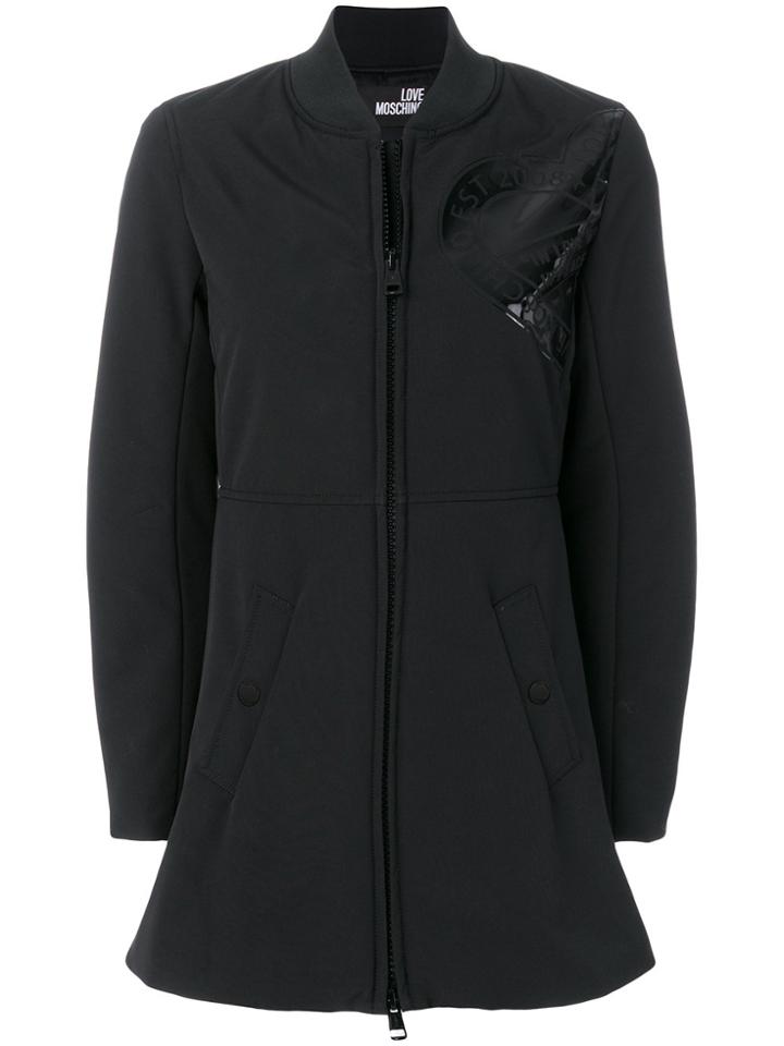 Love Moschino Heart Zipped Coat - Black