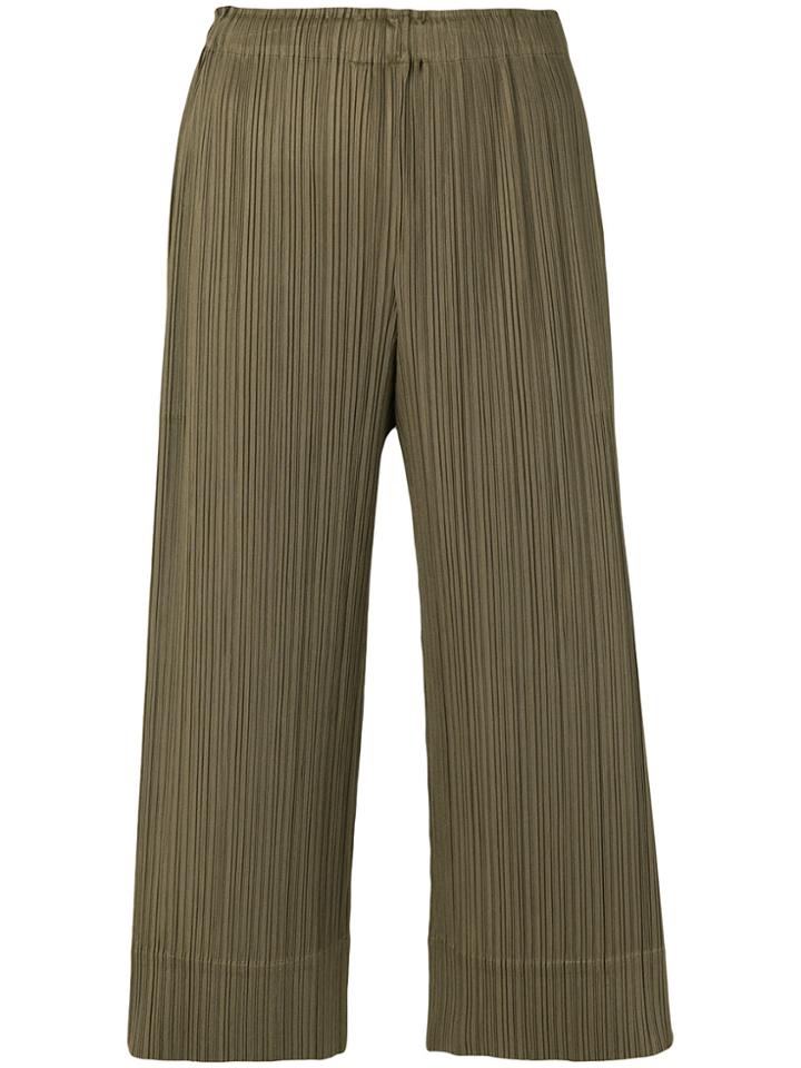 Pleats Please By Issey Miyake Pleats Please Cropped Trousers - Green