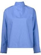 Atlantique Ascoli Roll Neck Blouse, Women's, Size: 3, Blue, Cotton