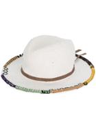 Le Chapeau Embroidered Brim Hat - White