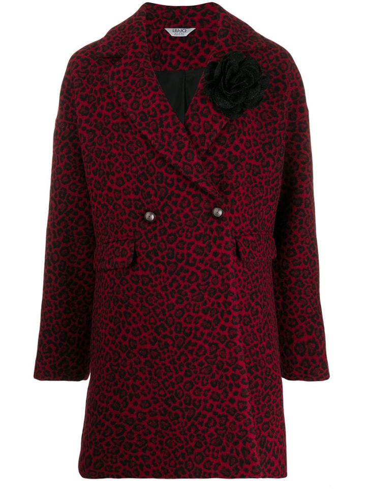 Liu Jo Leopard Double-breasted Coat - Red