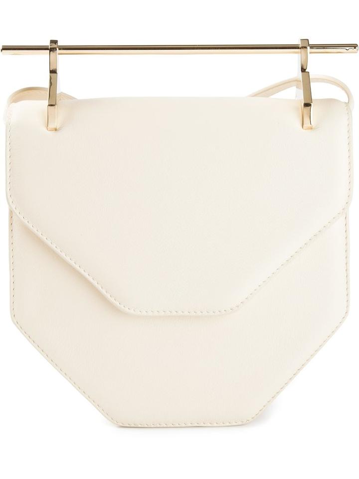 M2malletier Curved Top Bar Satchel, Women's, Nude/neutrals, Leather