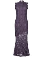 John Galliano Vintage Textured Fitted Gown - Pink & Purple