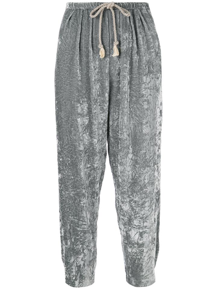 Forte Forte Crushed Velvet Tracksuit Bottoms - Grey