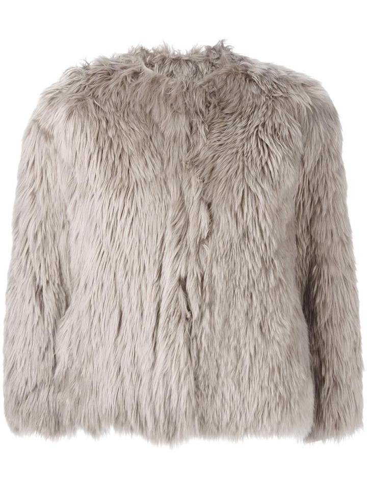 Maison Margiela Cropped Fur Jacket, Women's, Size: 42, Nude/neutrals, Cotton/viscose/cashmere/lama Fur