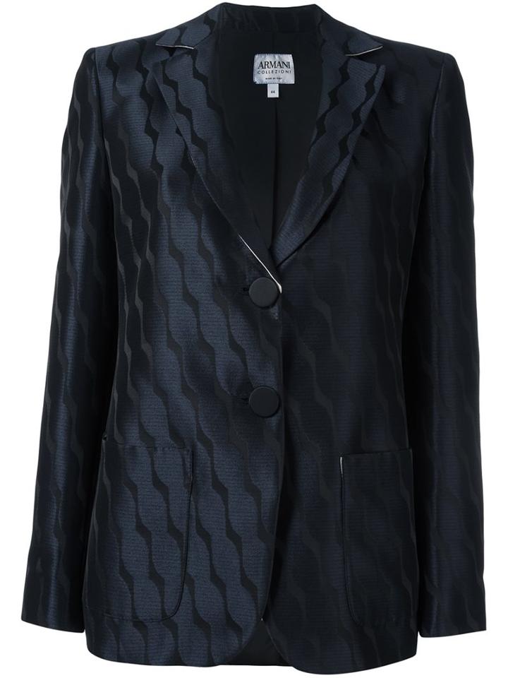 Armani Collezioni Jacquard Blazer, Women's, Size: 50, Black, Polyester