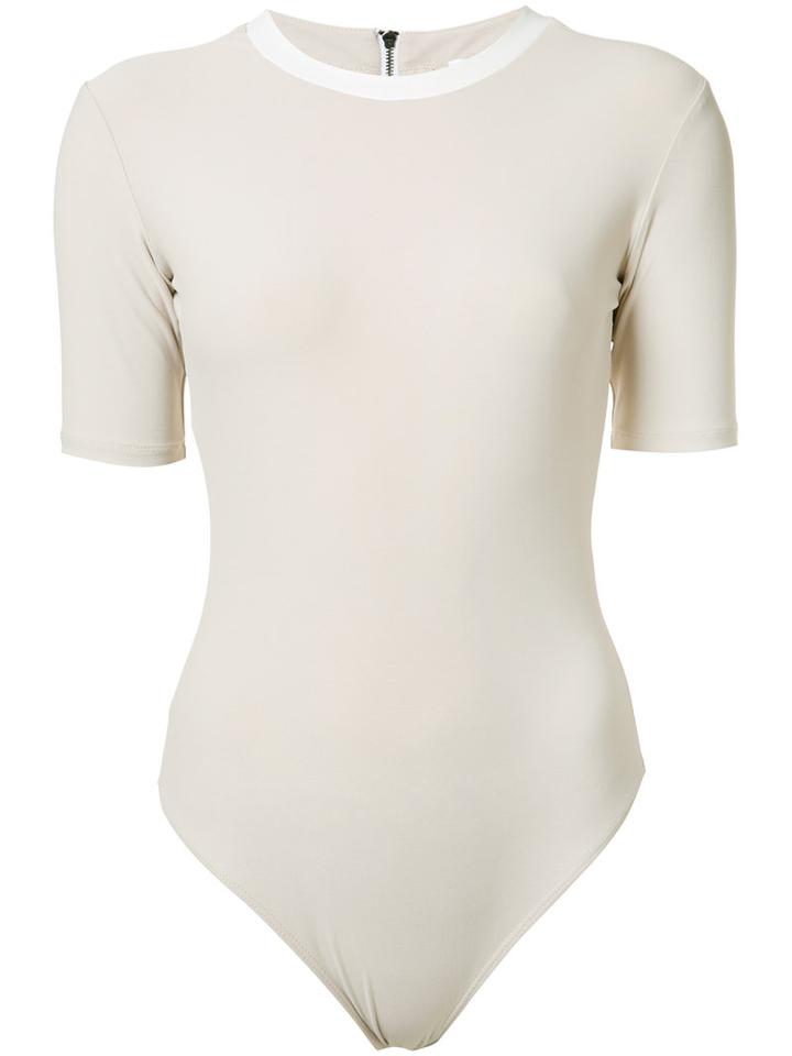 Alix Mikoh Bodysuit, Women's, Size: Large, Nude/neutrals, Leather/nylon/spandex/elastane