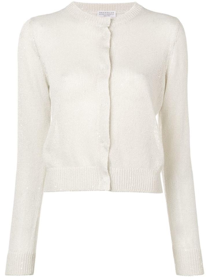 Brunello Cucinelli Sequin-embellished Cardigan - Neutrals