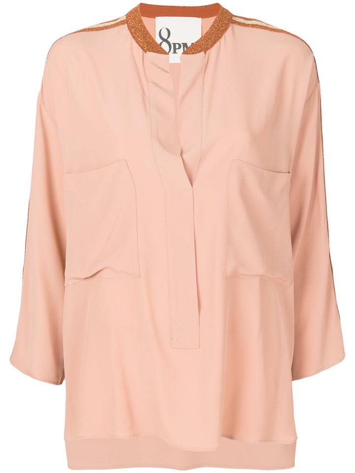 8pm Metallic Trim Blouse - Pink & Purple