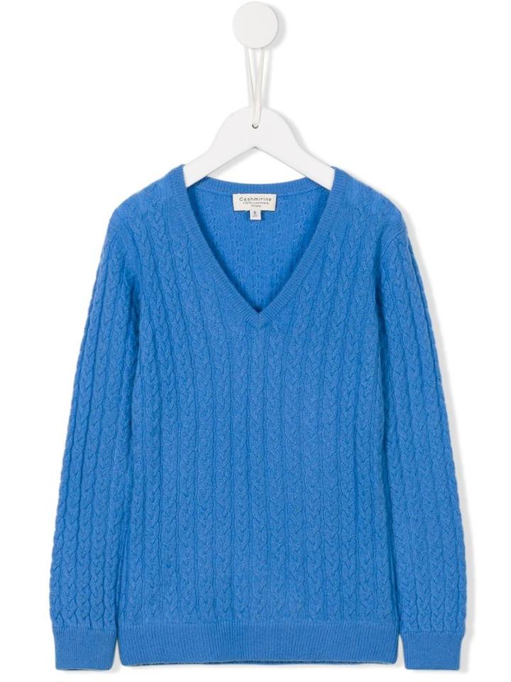 Cashmirino Cable Knit Jumper, Toddler Girl's, Size: 3 Yrs, Blue