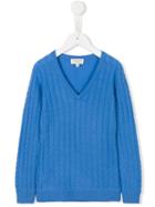 Cashmirino Cable Knit Jumper, Toddler Girl's, Size: 3 Yrs, Blue