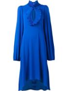 Balenciaga Plissé Pleated Collar Dress, Women's, Size: 34, Blue, Polyester