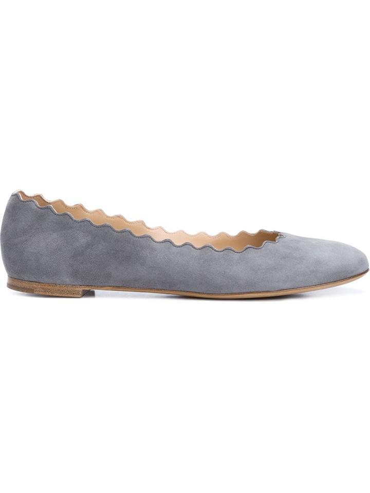 Chloé Lauren Ballerinas, Women's, Size: 36, Grey, Suede