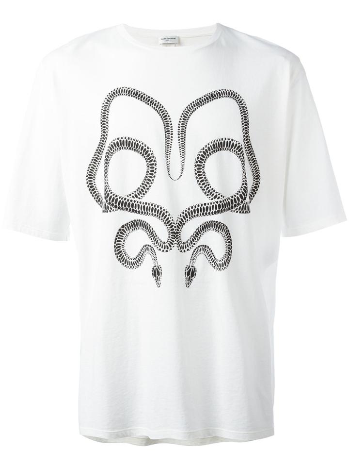 Saint Laurent Snake Print T-shirt - White