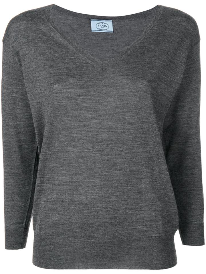 Prada V-neck Sweater - Grey