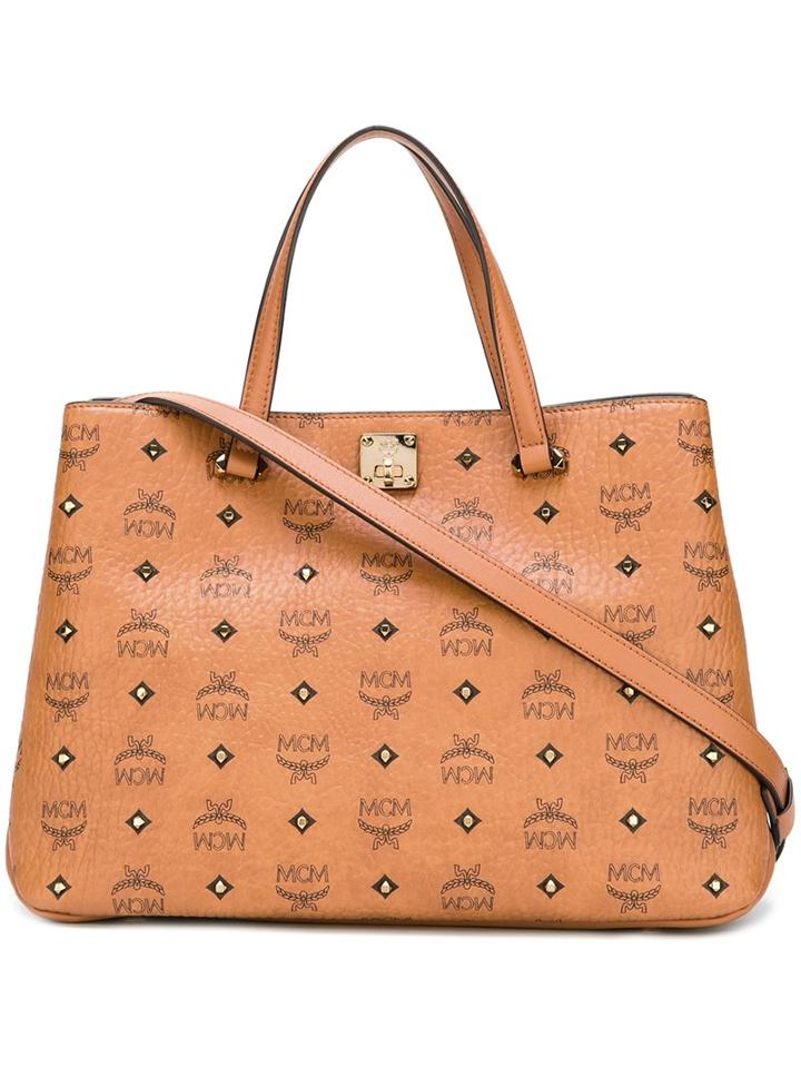 Mcm Logo Pattern Medium Tote