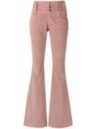 Lilly Sarti - Velvet Flared Trousers - Women - Cotton/spandex/elastane - 36, Pink, Cotton/spandex/elastane