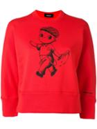 Dsquared2 Caricature Print Sweatshirt, Size: Large, Red, Cotton