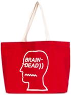 Brain Dead Logo Print Tote, Men's, Red, Cotton