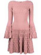 Alaïa Zig-zag Hem Flared Dress, Women's, Size: 36, Pink/purple, Polyamide/polyester/viscose