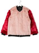 Andorine Teen Faux Fur Bomber Jacket - Pink