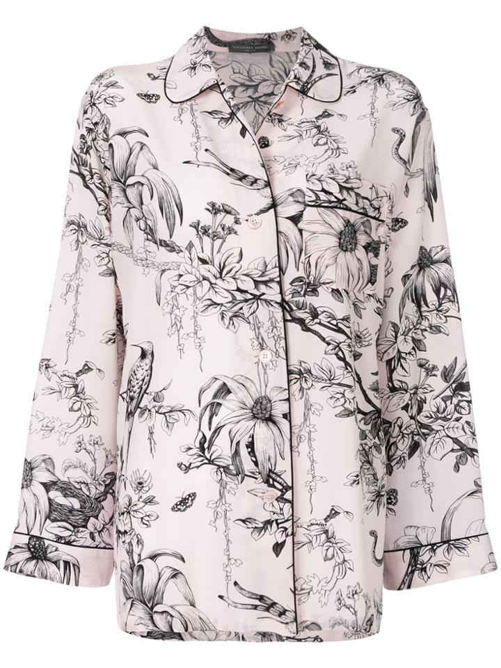 Alexander Mcqueen Bird Sketch Pajama Shirt - Pink & Purple