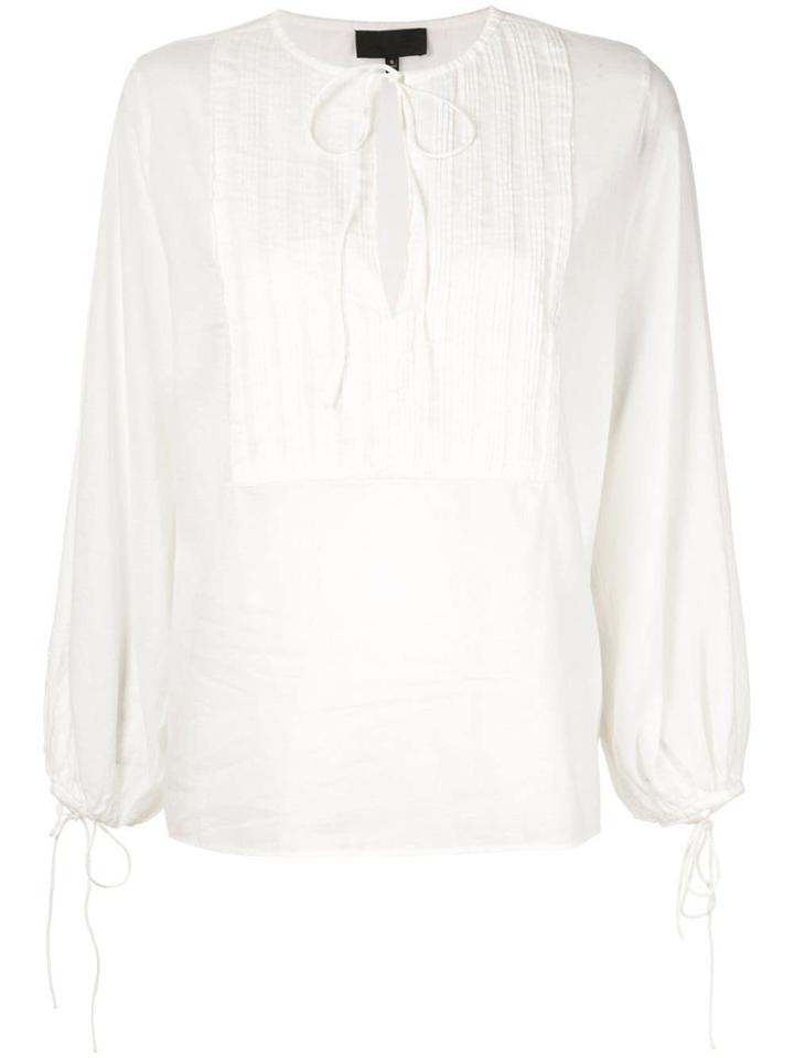 Nili Lotan Pleated Bib Blouse - White