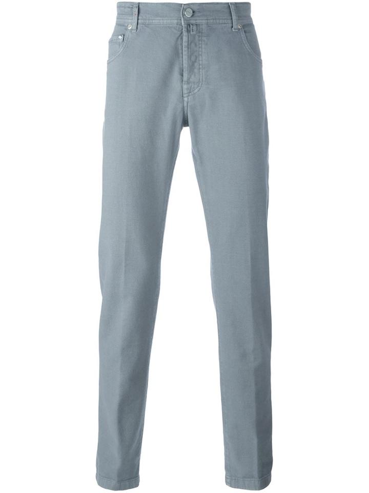 Kiton Slim-fit Jeans, Men's, Size: 36, Grey, Cotton/spandex/elastane/wool