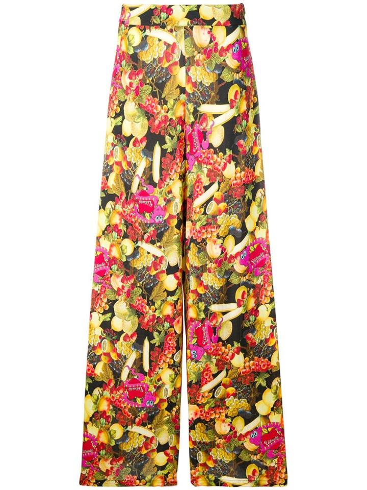 Ultràchic Fruit Print Palazzo Trousers - Black
