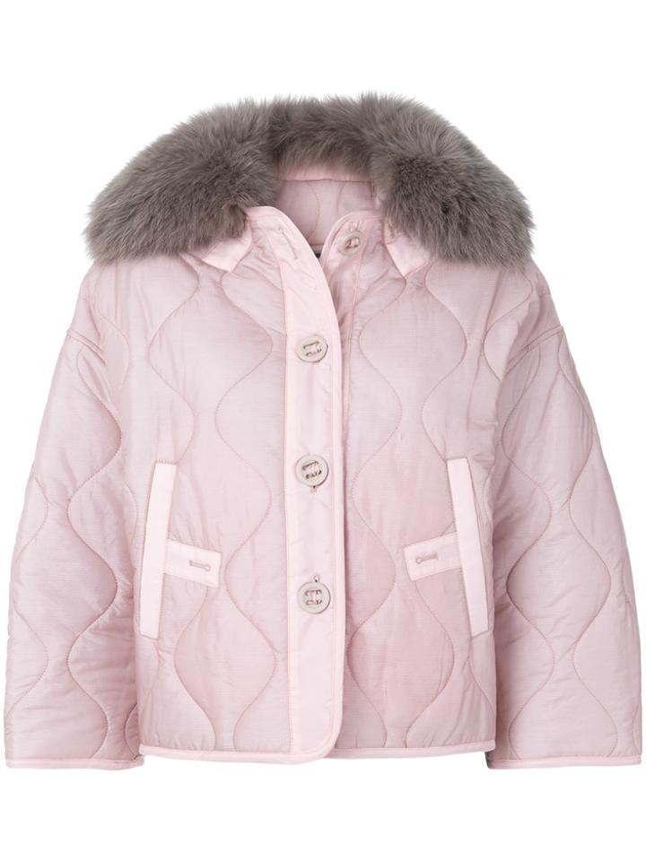 Army Yves Salomon Hooded Short Jacket - Pink & Purple