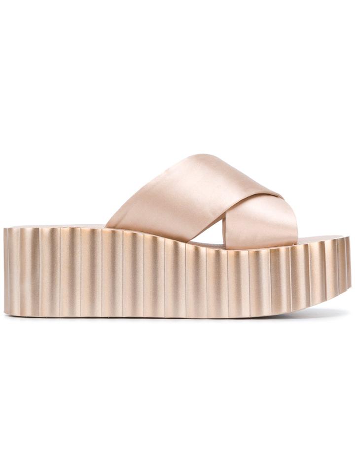 Tory Burch Flatform Crossover Strap Sandals - Nude & Neutrals