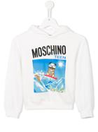 Moschino Kids Snowboarding Teddy Print Hoodie, Boy's, Size: 8 Yrs, White
