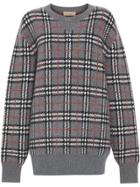 Burberry Check Cashmere Jacquard Sweater - Grey