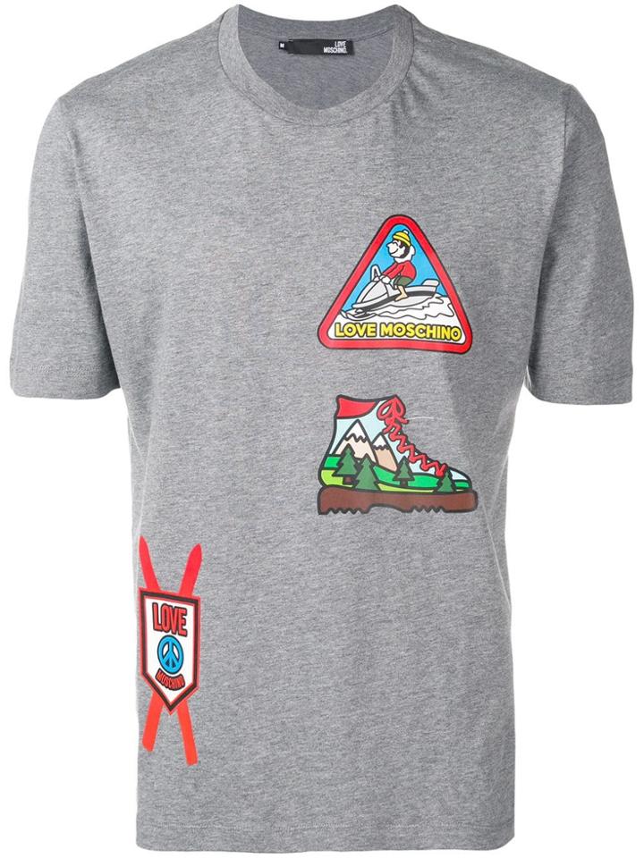 Love Moschino Skiing Patterned T-shirt - Grey
