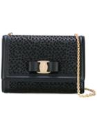 Laser-cut Vara Shoulder Bag - Women - Leather - One Size, Black, Leather, Salvatore Ferragamo