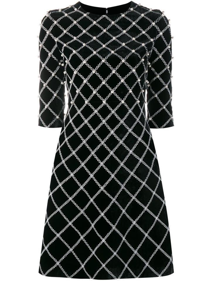 Huishan Zhang Pearl Embellished Lattice Dress