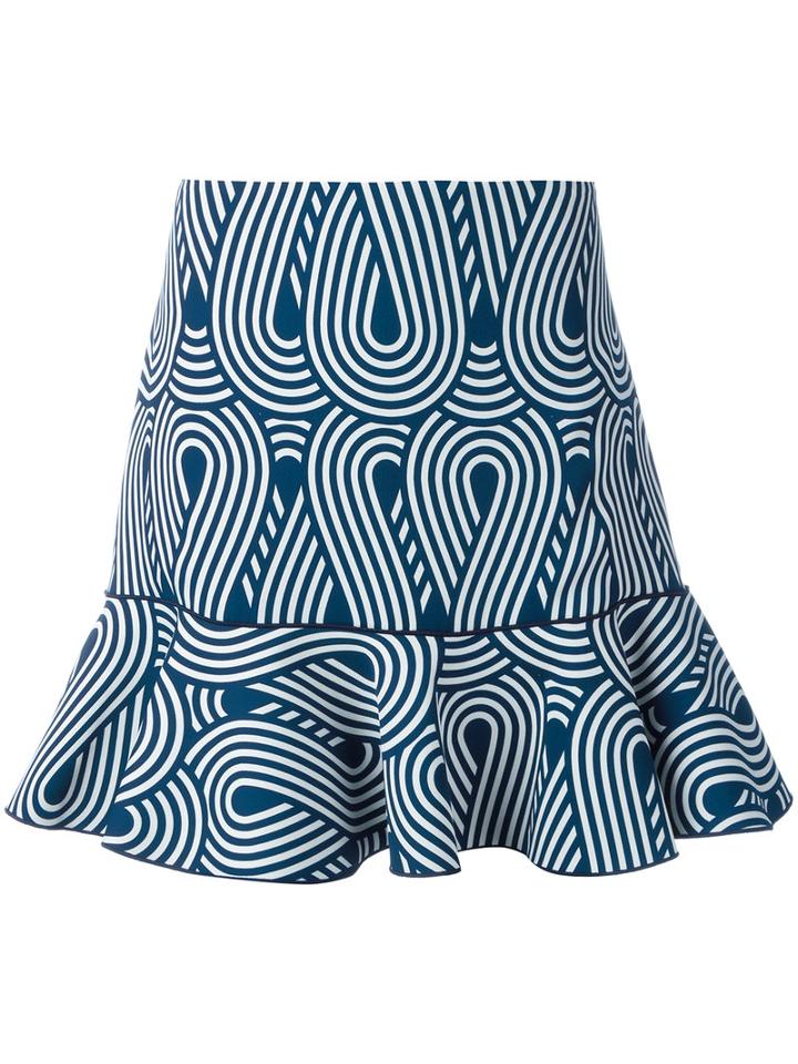 Flared Hem Printed Skirt - Women - Silk/spandex/elastane/viscose - 40, White, Silk/spandex/elastane/viscose, Victoria Victoria Beckham