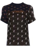 Chloé Cutout Front Jacquard Horse Print Knitted Top - Blue