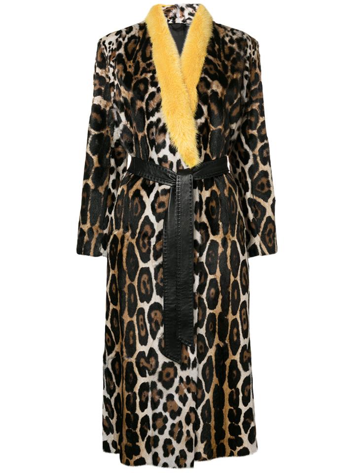 Liska Leopard Patterned Coat - Brown