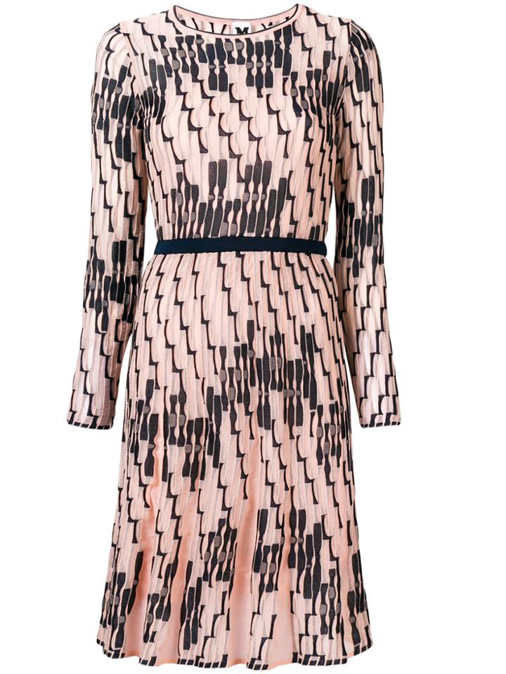 M Missoni Beaded Trim Fitted Waist Dress - Pink & Purple