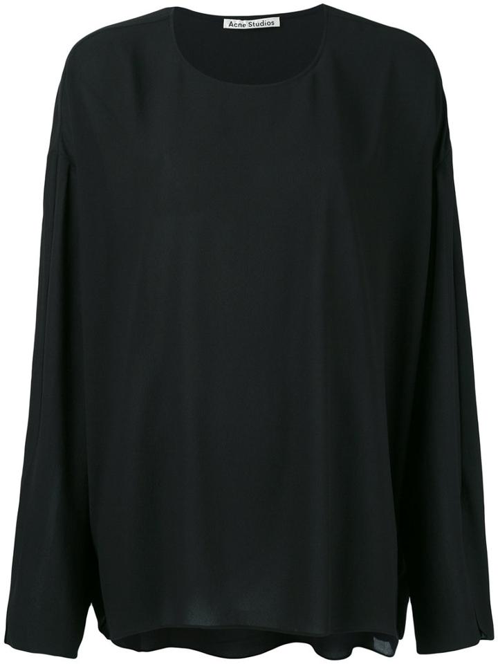 Acne Studios - Curved Hem Blouse - Women - Polyester - 38, Women's, Black, Polyester
