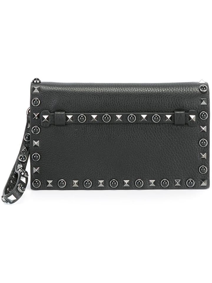 Valentino 'rockstud Rolling Noir' Clutch, Women's, Black