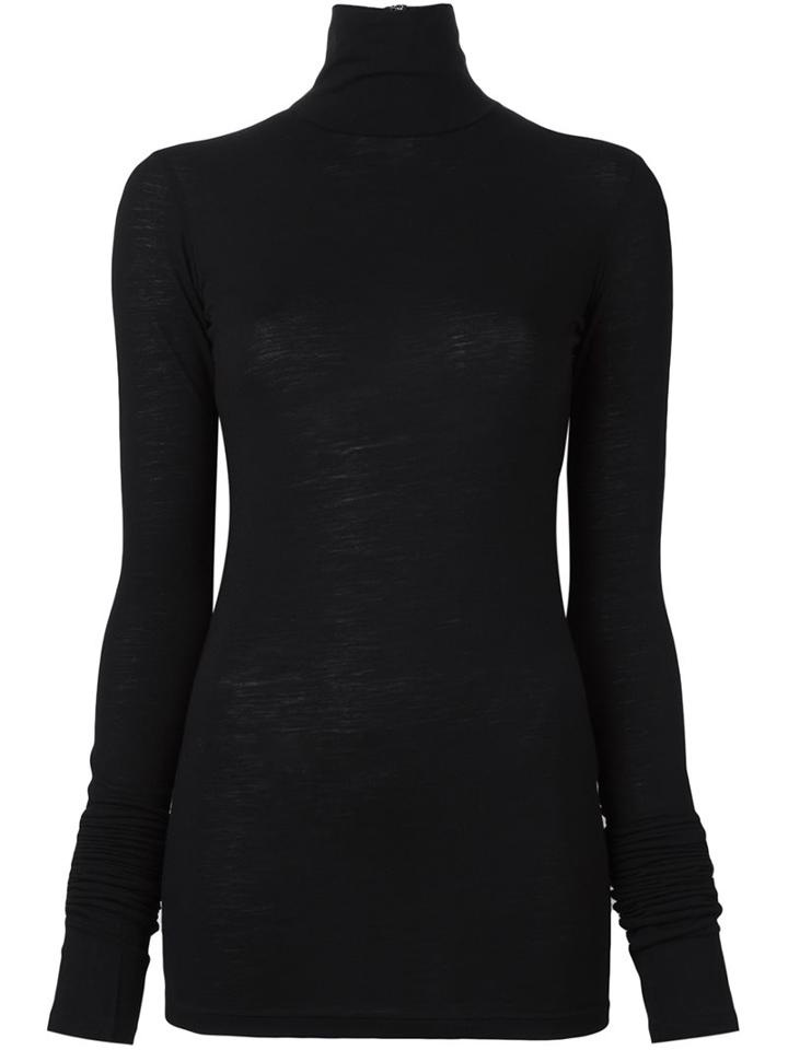 Yohji Yamamoto Fine Knit Turtleneck Jumper, Women's, Size: 2, Black, Wool