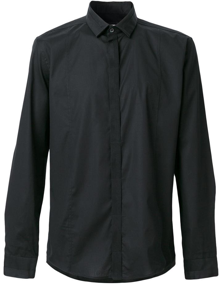 Les Hommes Tape Placket Shirt - Black