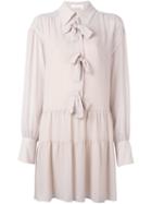 See By Chloé Bow Detail Shirt Dress, Women's, Size: 36, Pink/purple, Polyester