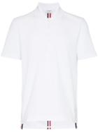 Thom Browne Tricolour Back Stripe Cotton Polo Shirt - White