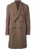 Lardini Double Breasted Coat, Men's, Size: 52, Brown, Polyester/cashmere/wool