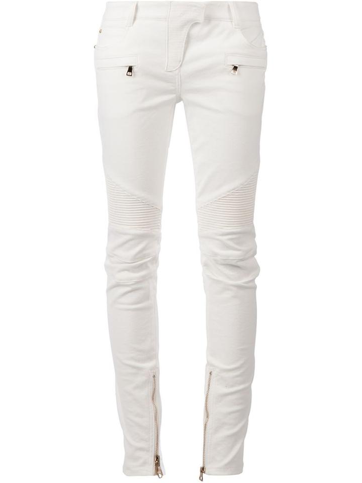 Balmain Skinny Trousers, Women's, Size: 36, White, Cotton/spandex/elastane