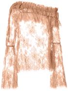 Zimmermann Sheer Ruffled Blouse - Nude & Neutrals